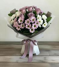 Букет цветов из:  Хризантемы и Розы в Новое