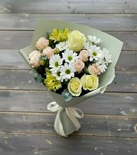 Букет цветов из:  Альстромерии, Розы и Хризантемы в Новое